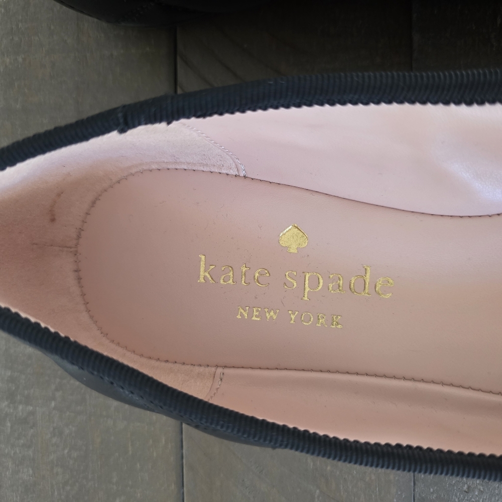 Kate Spade  NY Quilted Black Leather Ballet Flats - SZ 8- Like New - Picture 2 of 11
